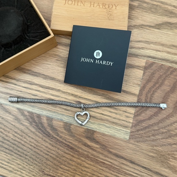 John Hardy Sterling Silver Bamboo Heart Charm Bracelet - Picture 3 of 6